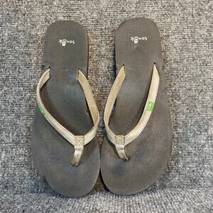 Sanuk Sandals Womens 7 Yoga Joy Flip Flop Gold Open Toe Slip On Casual SWS10002